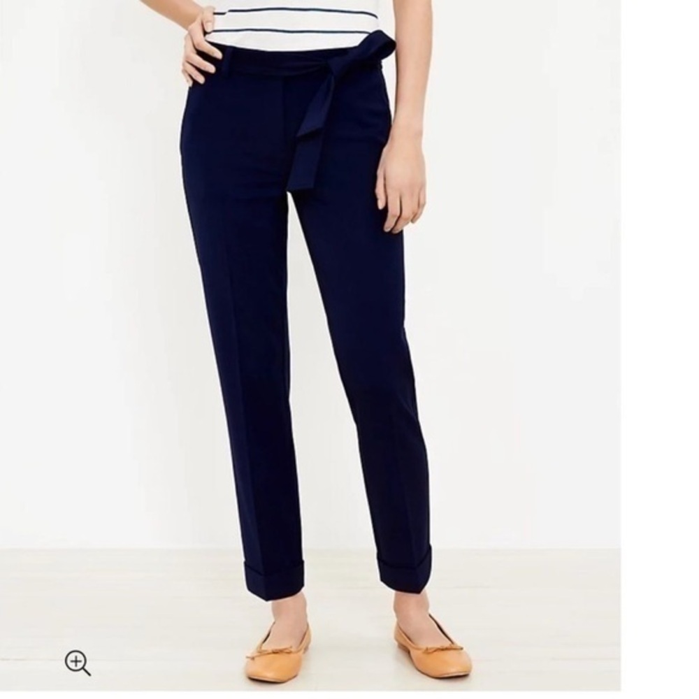 Loft The Devin Slim High Rise Career Office Cropped Trouser Pants Size 6 Black